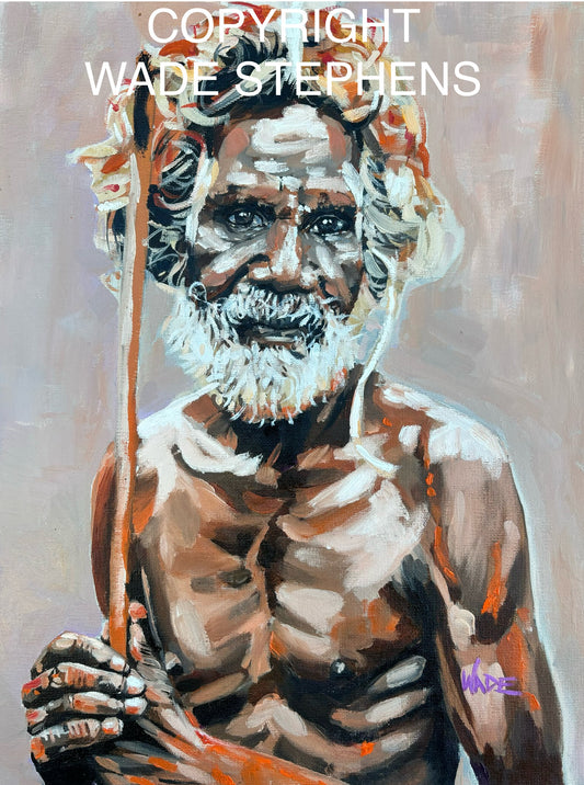 ‘Indigenous Australian’ oil on canvas board.